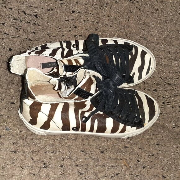 RACHEL ZOE-BARRET-Zebra Pattern Calf Hair Hi-Top Sneaker-Side Zip-Sz 7-Excellent - Picture 6 of 7